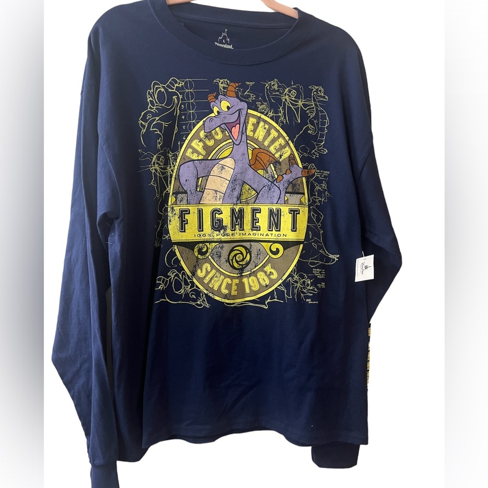 from Disneyland resort, walt disney world, long sleeve navy shirt, figment
